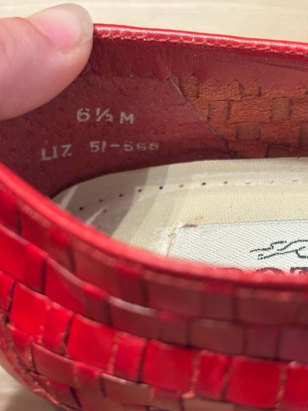 Trotters Liz Woven Leather Slip-On Loafers in Red - Picture 7 of 8